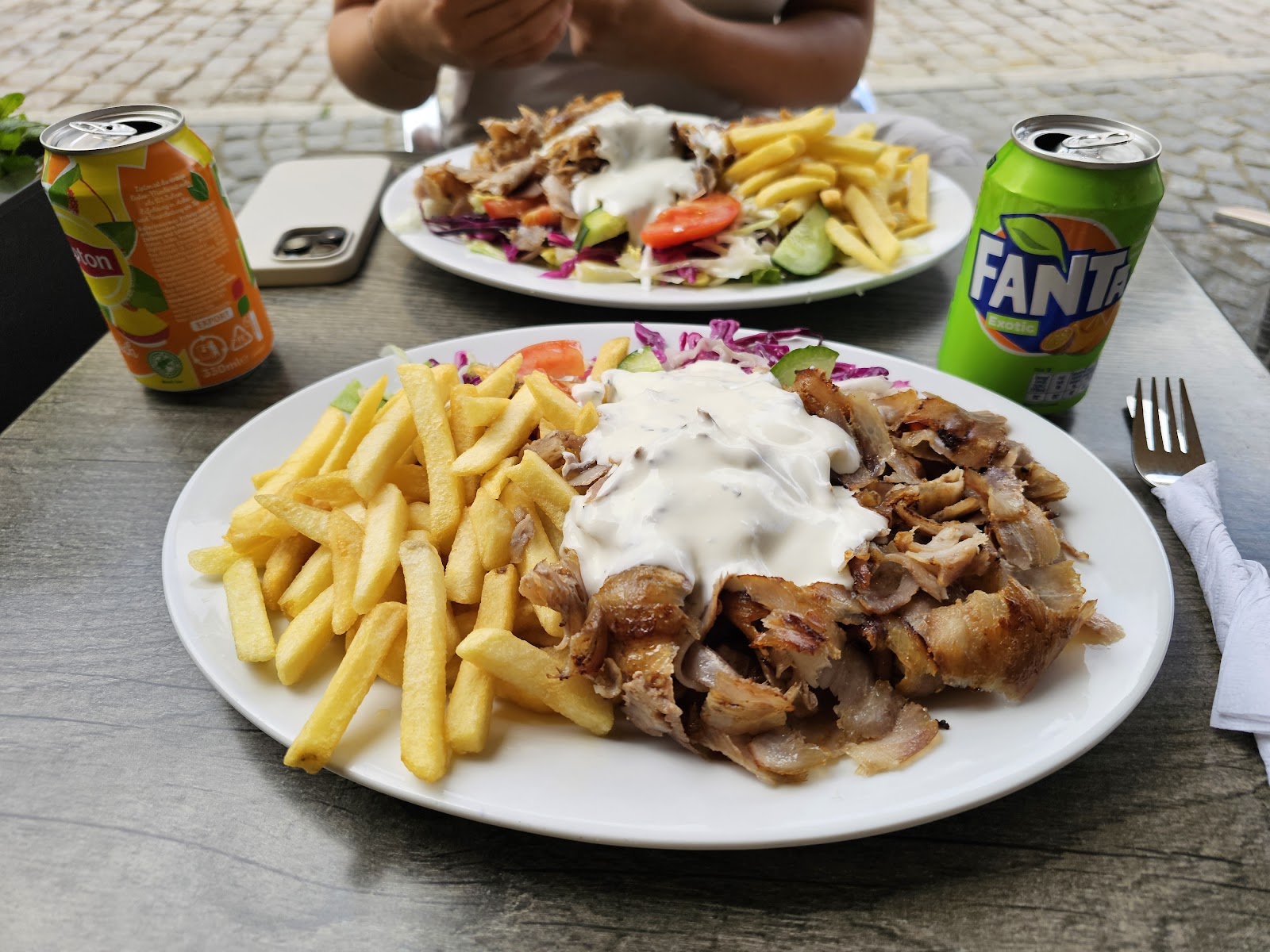 Döner plate with fries and salad at Berfin Grill