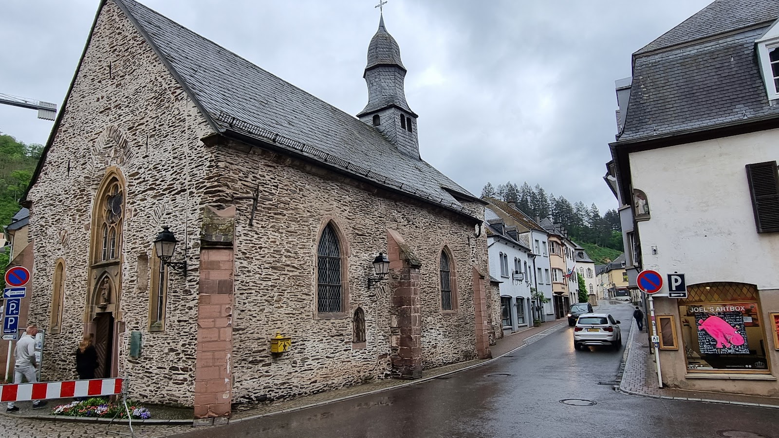 Historic church on the street near Berfin Grill